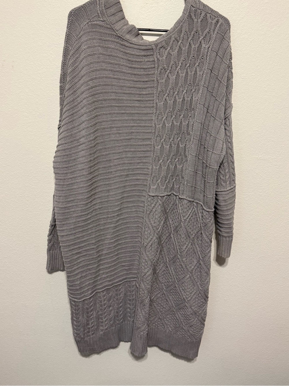 Natural Reflections Gray Open-Front Cable & Rib Knit Cardigan - Picture 8 of 8